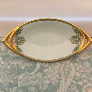 Antique Vtg Haviland France Art Nouveau / Deco Porcelain Hp Dish Bowl Lily Pad