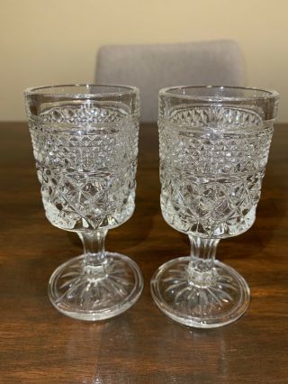 Vintage Crystal Fine Cut Wine Glass Goblet Set Of 2