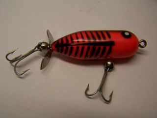 Vintage Heddon Tiny Torpedo Fishing Lure Color C - Lector Red Ready To Fish