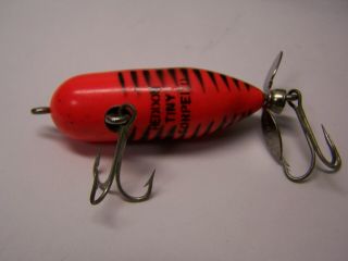 Vintage Heddon Tiny Torpedo Fishing Lure Color C - Lector Red Ready To Fish 2