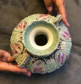Antique Maple Leaf Nippon Hand Painted Porcelain China Vase Floral Made In Japan