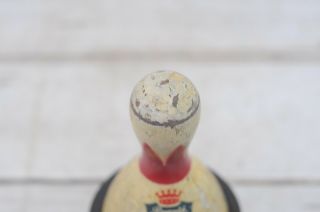 Antique Brunswick Red Crown Wood Duck Bowling Pin With Bumper Org.  Markings 5 3
