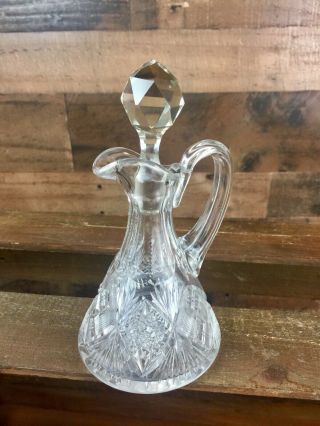 Vintage Brilliant Cut Crystal Glass Vinegar Oil Cruet