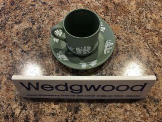 Wedgwood Jasperware Antique 1971 Green Tea Cup & Saucer Set
