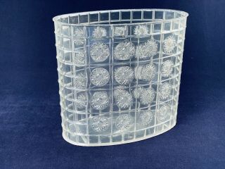 Vintage Mid Century Clear Lucite Starburst Oval Wastebasket Trash Can Acrylic