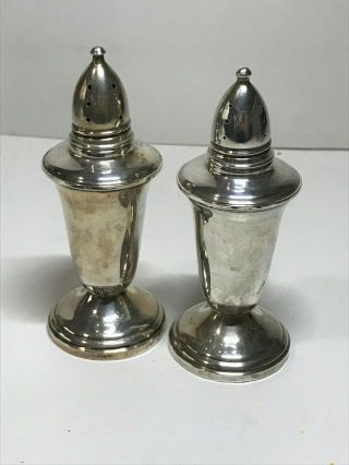 Vintage Crown Sterling Silver Weighted Salt And Pepper Shaker With Glass Liner
