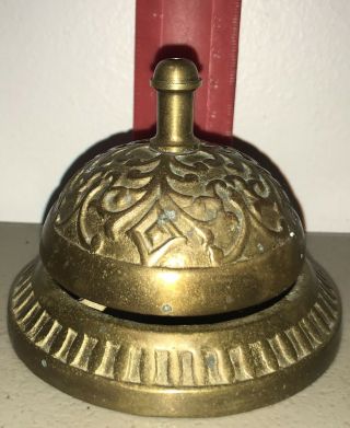 Antique Brass Hotel Desk Bell Victorian Motif