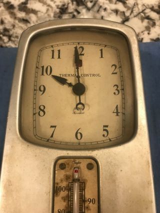 Vintage 1930s Ge Thermostat - Metal Art Deco,  Wall Mount Clock Steampunk