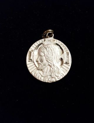Antique Sterling Silver Jesus 18mm Round Charm Or Pendant " I Am An Episcopalian "