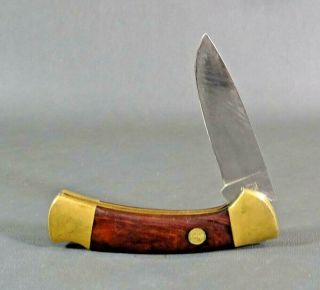 Vintage German Boker Solingen Pocket Folding Hunting Hunter Knife Brass Wood