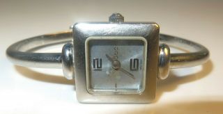 Vintage Gucci Blue Dial Ladies 1900 L Stainless Steel Bangle Wristwatch