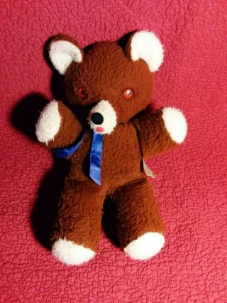Vtg 12 " Custom Stuffed Toy Co Teddy Bear Spangled Eyes Rust White Plush Stuffed