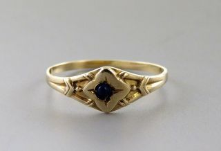 Antique Victorian/edwardian 10k Yellow Gold Sapphire Gemstone Baby Or Child Ring