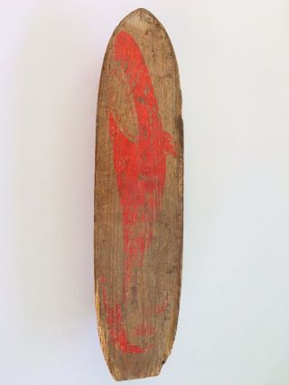 Vintage Nash Shark 1 Sidewalk Surfboard,  1960’s Antique Wooden Skateboard,  Red