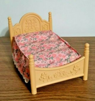7 " Doll House Double Bed With Cover Vintage Dollhouse Furniture