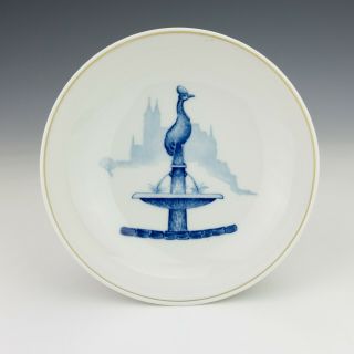 Antique Meissen Dresden Porcelain - Fountain Decorated Bowl - Unusual