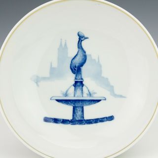 Antique Meissen Dresden Porcelain - Fountain Decorated Bowl - Unusual 2