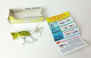 Vintage Fred Arbogast Frog Skin Hula Popper Fishing Lure And Insert