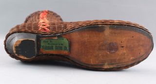 RARE UNIQUE 19thC Antique Wakefield Rattan Wicker,  High Button Shoe Display 3