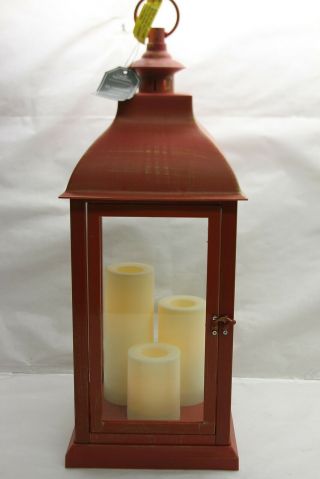 Candle Impressions Large Indoor/ Outdoor Lantern With 3 Candles Antique Red $59
