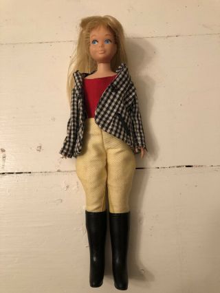 Vintage Barbie Learning To Ride Outfit With Skipper Blonde Bend Leg Doll