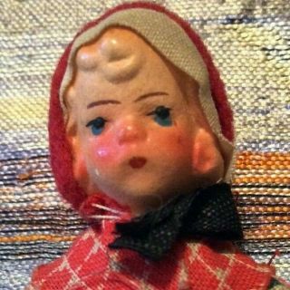 Antique 3 1/2” Bisque Painted Girl Doll Germany Dollhouse Miniature