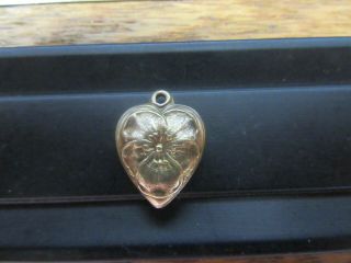 Antique/vintage 1 - 20 10k Gold Filled Pansy Flower Puffy Heart Charm Wwii Era