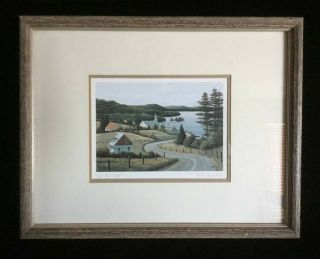 Vintage Framed Print By Bill Saunders " By The Lake " Signed In Pencil
