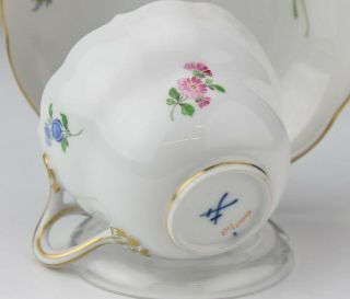 Antique Meissen Germany Hand Painted Porcelain Orange Flower Tea Cup Saucer SMS 3
