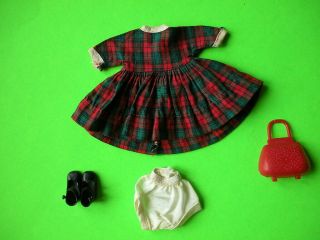 Vintage Betsy Mccall 8  Outfit,  1959 Holiday Red & Green Plaid Dress