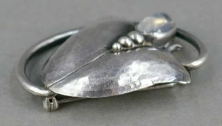 Fine Antique Arts & Crafts Sterling Silver Moonstone Georg Jensen Tulip Brooch 5