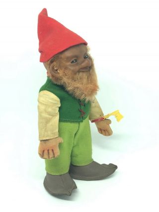 L12 Vintage Steiff Lucki Gnome Dwarf Doll Button and Flag 4