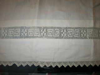 Queen size Hand made lace trimmed bed sheet dated 1881 - 1912 on top edge 4