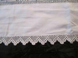 Queen size Hand made lace trimmed bed sheet dated 1881 - 1912 on top edge 5