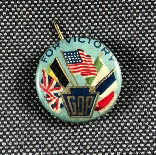 Ww1 Era Gop For Victory Pinback Campaign Button 3/4 " 690h