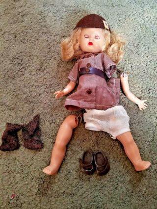 Vintage 8” Terri Lee Girl Scout Brownie Doll Outfit On Story Book Body