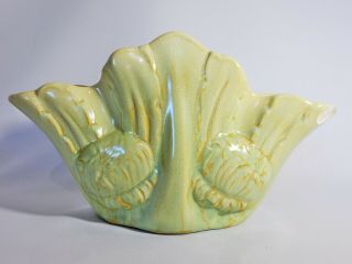 Stunning Antique Art Deco Greenway Australian Pottery Sydney Green Vase Flower 2