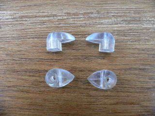 4 Vintage Clear Plastic Lucite Mirror Holders Teardrop Clips Nos