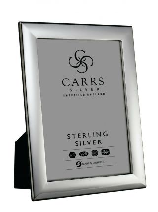 Carrs - Sterling Silver Photo Frame Berkeley Design Wood Back - 7 " X 5 "