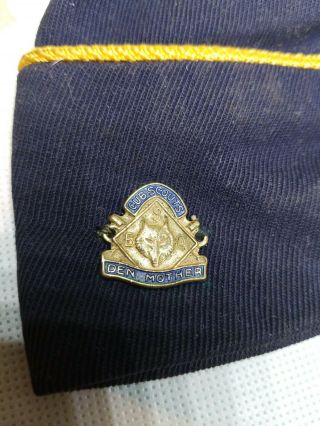 Vintage Boy Scout BSA Cub Scout Blue Den Mother Hat Cap Womens Size 23 w/ Pin 4