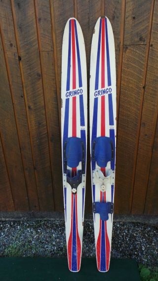 Antique Set Of Wooden 67 " Long Waterskis Water Skis Signed Gringo Voit