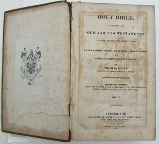 Holy Bible By Thomas Scott Antique 1830 Exeter Nh