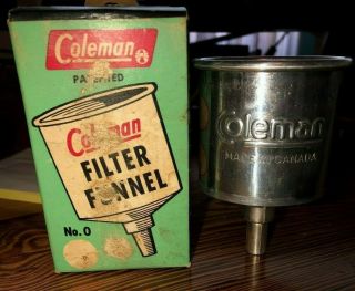 Vintage Coleman Canada No.  0 Fuel Funnel & Filter.  " Embossed "