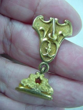 Antique Gold Plated Watch Fob Seal Holder 4.  66 Grams 1651