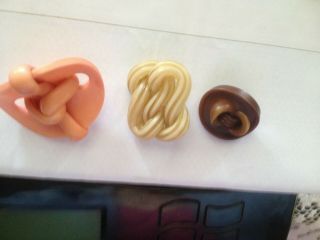 3 Vintage Extruded Buttons Peach Is 1 1/2 ",  Beige Is 1 1/4 " Browns Is 1 "