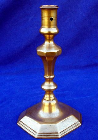 Untouched 17th Century French Brass Massive Knop Socket Candlestick Circa 1660