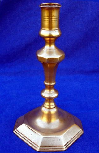 Untouched 17th century French brass massive knop socket candlestick circa 1660 8