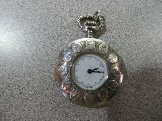 Vintage - Buler Ladies Pendant Pocket Watch With Sterling Silver Bezel - Swiss