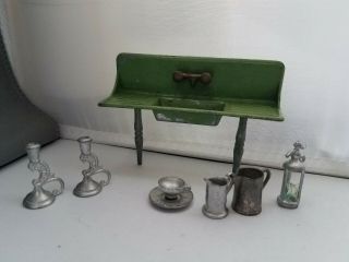 Vintage 1920s Tootsie Toy Laundry Sink And Kitchen Items