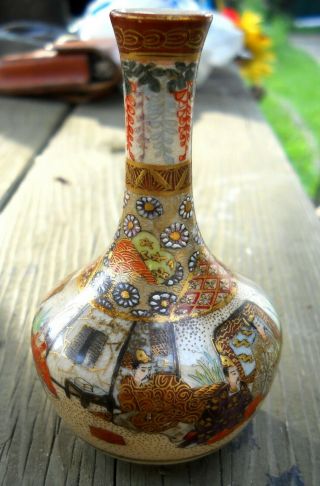 Fine Art Nouveau Era Hand Painted Satsuma Vase Antique Japan